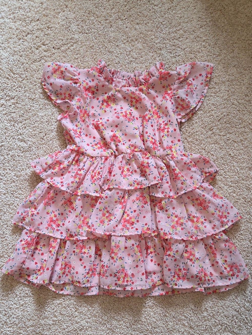 H&M Pink Floral Ruffle Tiered Dress for Kids